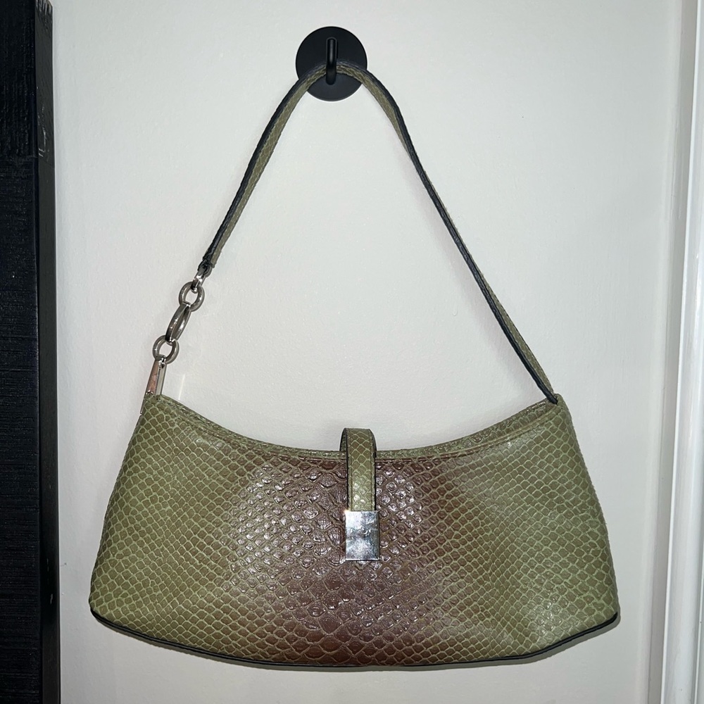 FAUX LIZARD EMBOSSED SHOULDER BAG